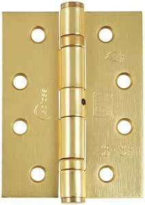 Eclipse Steel Ball Bearing Door Hinges, 4 Inch 102mm, Grade 11, Fire Rated, One Pair & Screws (Satin Brass)