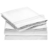 Harmony Linens Bed Sheet Set - 1800 Double Brushed Microfiber Bedding - 4 Piece Queen White