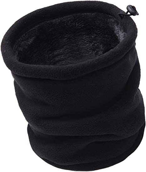 Aiphamy Winter Warm Versatile Polar Fleece Neck Gaiter Neck Warmer Face Mask Beanie Hat Thermal Snowboarding Ski Wear, Black