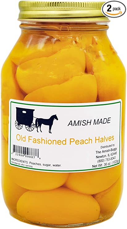 Amish Old Fashioned Peach Halves - TWO - 32 Oz Jar