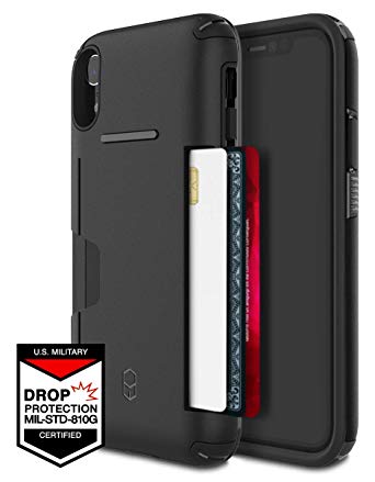 iPhone X, XS Wallet Case for Apple iPhone X, XS PATCHWORKS✔️Military Grade Certified✔️Anti-Slip✔️Dual Layer Protection✔️Impact Resistant✔️Up to 3 Cards Slot [Level Wallet Series], Black