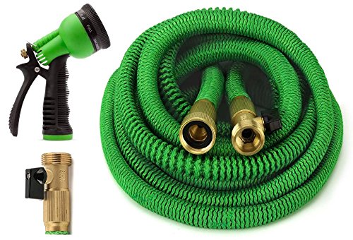 GrowGreen All New 2019 Garden Hose 25 Feet {Improved} Expandable Hose with All Brass Connectors, 8 Pattern Spray and High Pressure, Expanding Garden Hose