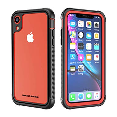 iPhone XR Case, ImpactStrong Ultra Protective Case with Built-in Clear Screen Protector Dust Proof Design Clear Transparent Full Body Cover for iPhone XR 2018 6.1 inch (Coral)