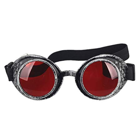 OMG_Shop Old Silver Frame Steampunk Goggles Glasses Vintage Victorian Welding Cosplay Goth Punk Costume