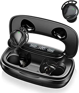 Wireless Earbuds, True Wireless Bluetooth Headphones Hi-FI Stereo CVC 8.0 Noise Cancelling IPX7 Waterproof, Bluetooth Headset Built-in Mic Single/Twin Mode 180 Hours Play Time for Android iOS