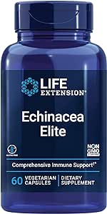 Life Extension Echinacea Elite, echinacea herb for Immune Support, Dual-extracts, standardized Formula, Gluten-Free, Non-GMO, Vegetarian, 60 Capsules