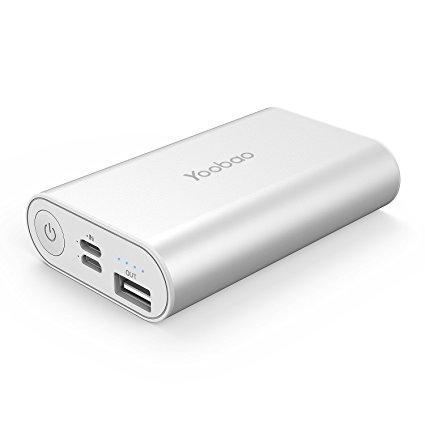 Yoobao 6000mAh Ultra Compact Portable Charger High Speed Power Bank External Battery Charger Pack Powerbank (Lightning & Micro Dual Input) for iPhone X 8 Plus 7 Plus 6s 6 Plus and More - Silver