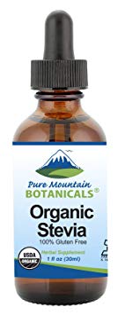 Organic Liquid Stevia Sweetener – Alcohol Free and Kosher Sugar Substitute - 1oz Glass Bottle