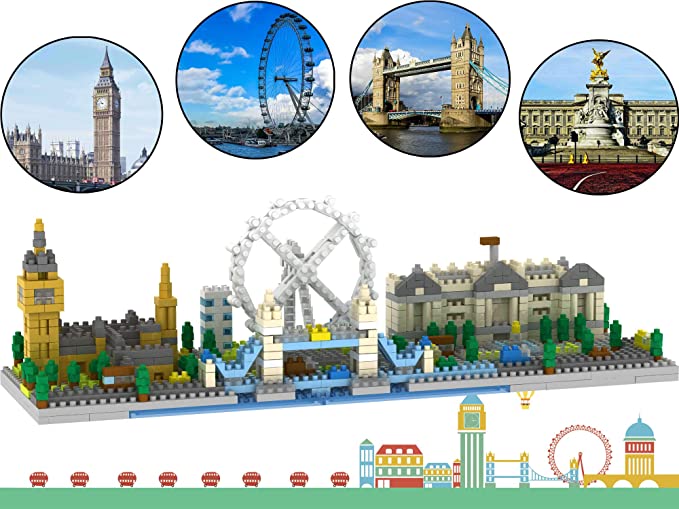 OneNext London Skyline Collection Model Architecture Building Block Set 1100pcs Nano Mini Blocks DIY Toys Kit and Gifts for Kids and Adults