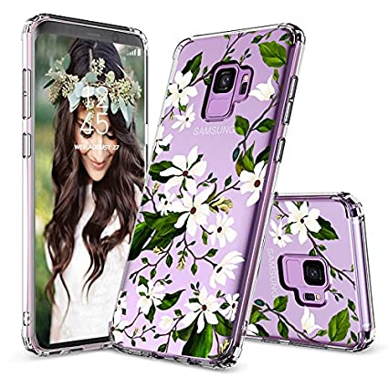 MOSNOVO Galaxy S9 Case, Galaxy S9 Clear Case, Girl Floral Magnolia Flower Pattern Clear Design Transparent Plastic Phone Case with Soft TPU Bumper Protective Case Cover for Samsung Galaxy S9 (2018)