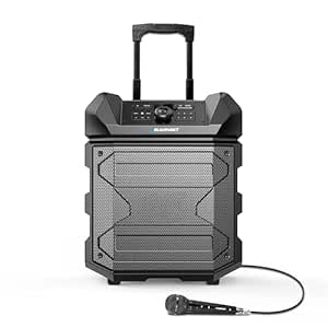 Blaupunkt Newly Launched Rock & ROLL PS150 Wireless Bluetooth 100W Outdoor Party Speaker with Karaoke Mic I 4500mAh Battery I Rugged I On The Wheels - Ultimate Sound for Unforgettable Parties