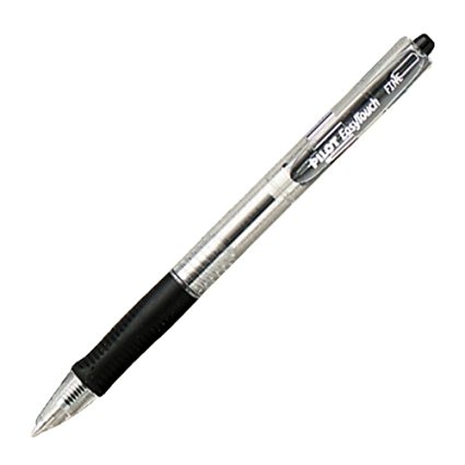 Pilot EasyTouch Retractable Ball Point Pens, Fine Point, Black Ink, Dozen Box (32210)