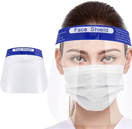 Protective Face Shield 1 Pack, Reusable Safety Face Shield with Comfortable Sponge and Elastic Band, All-Round Protection Headband with Clear Anti-Fog Lens