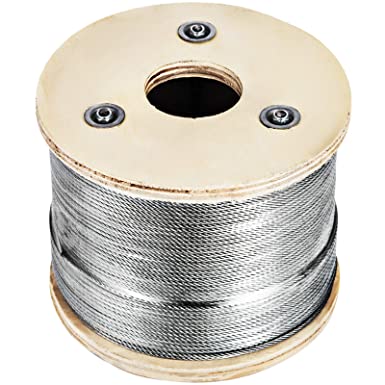 BestEquip Cable Railing 328FT Stainless Steel Wire Rope 1/8 Inch Stainless Stranded Wire 1x19 Wire Rope T316 (328FT)