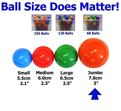 2.5X the Size - My Balls Pack of 150 pcs 3'' Jumbo Size Crush Proof Balls - Phthalate & BPA Free, Perfect amount for a Pack 'n Play ( as compared with Click N' Play Ball )