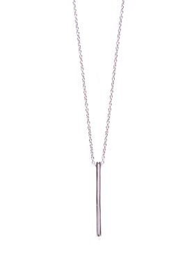 Long Necklace with Bar Pendant | Minimalist Necklace in Silver