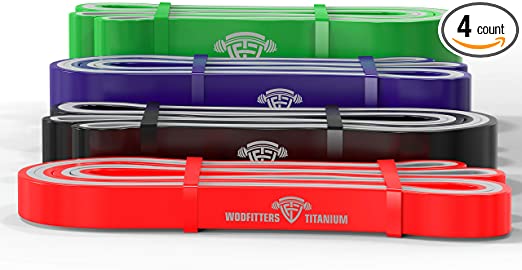 WODFitters Titanium Resistance Bands - Heavy Duty Power Bands for Pull Up Assistance, Mobility Exercises, Workout, Exercise and Cross Training (Sets)