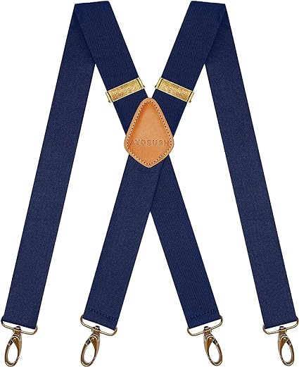 AYOSUSH Vintage Suspenders for Men Heavy Duty 4 Snap Hooks for Belt Loops Adjustable X Back