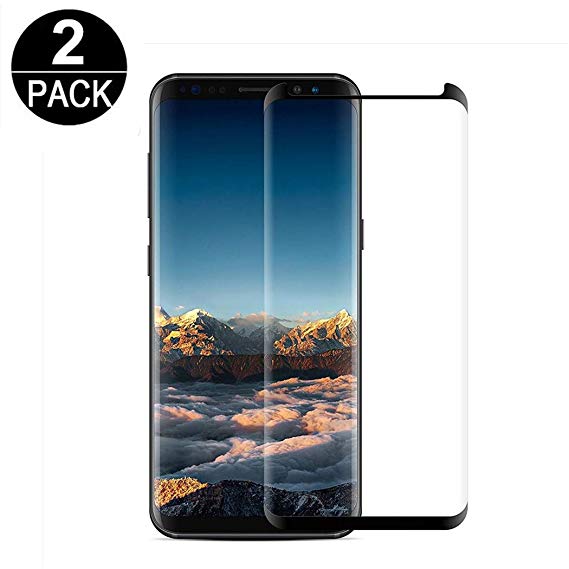 [2 Pack] Galaxy S8 Plus Glass Screen Protector, 3D Curved Dot Matrix Screen[9H Hardness][Anti-Scratch][High Definition][Ultra Clear] Compatible with Samsung Galaxy S8 Plus(Black)