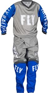 Fly Racing 2023 Youth F-16 Grey/Blue Moto Gear Set - Pant and Jersey Combo