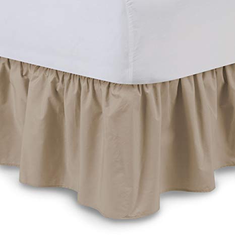 Ruffled Bedskirt (Queen, Camel) 18 Inch Bed Skirt with Platform, Wrinkle and Fade Resistant - by Harmony Lane (Available in All Bed Sizes and 16 Colors)
