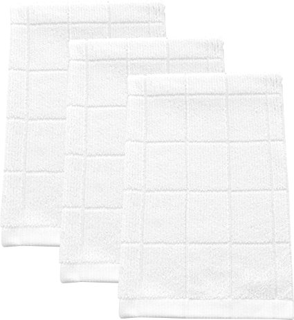 Absorbent, Quick-Drying Kitchen Dish Towels | Premium Bamboo and Microfiber Blend for Cleaning, Washing, and Drying | Durable Reinforced Edging | 26" X 16" White (Set of 3)