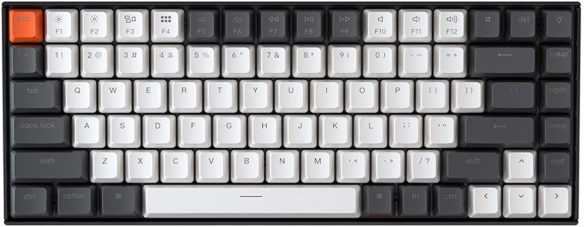 Keychron K2 Hot-swappable Bluetooth Mechanical Keyboard, Mac Layout with Double Shot Keycaps/Gateron Blue Switch/White LED Backlit, Compact 75% Layout Wireless Gaming Keyboard for Mac Windows