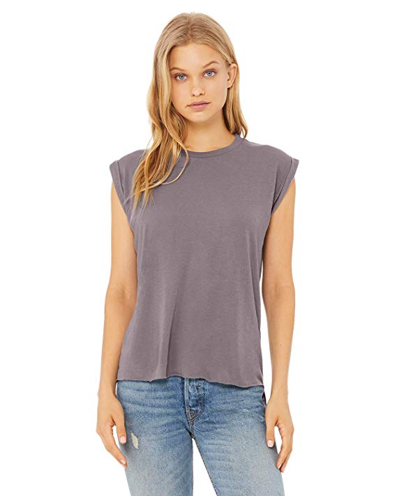 Bella   Canvas Women's Flowy Muscle Tee with Rolled Cuff