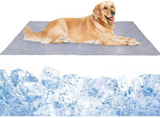 Dog Cooling Blanket Mat, Large Cooling Pad for Dogs & Cats, Pet Self Cooling Blanket for Floor, Kennels, Crates, Beds, Summer Dog Bed Mats, High-Tech Fiber, Soft Breathable Reversible Machine Washable