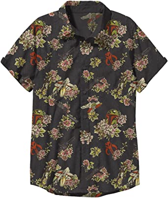 STAR WARS Men's Fett Floral Woven Button Down Shirt