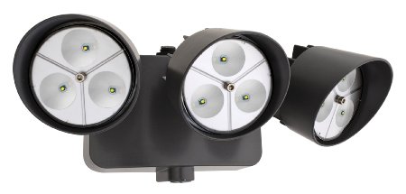 Lithonia Lighting OFLR 9LN 120 P BZ LED Outdoor 3-Light Floodlight with Dusk to Dawn Photocell, Black Bronze