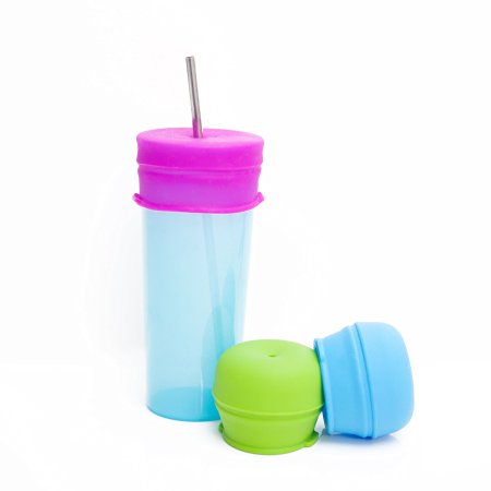 Spillproof Silicone Sippy Cup Drink Lids with Straw Hole, Set of 3, Food Grade, Dishwasher Safe, Ecofriendly, Drink and Beverage Lid