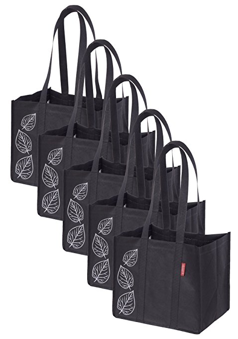 Planet E Reusable Grocery Shopping Bags – Multi-purpose Foldable Bags Made of Recycled Plastic (Pack of 5)