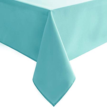 Homedocr Solid Square Tablecloth - Stain Resistant, Washable and Spillproof Polyester Fabric Table Cloth for Kitchen and Dining Room, Aqua, 54 x 54 inch