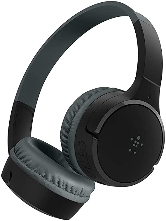 Belkin SoundForm Kids On Ear Wireless Headphones (with Built in Microphone, Girls and Boys For Online Learning, School, Travel, Compatible with iPhones, iPads, Galaxy and more) - Black