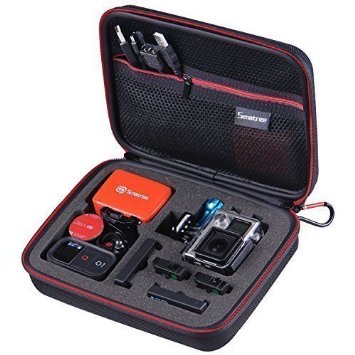Smatree SmaCase G160 - Medium Case for GoPro Hero4 3 3 2 1 and Accessories- Travel and Household Case with Excellent Cut Foam Interior - Black and Red
