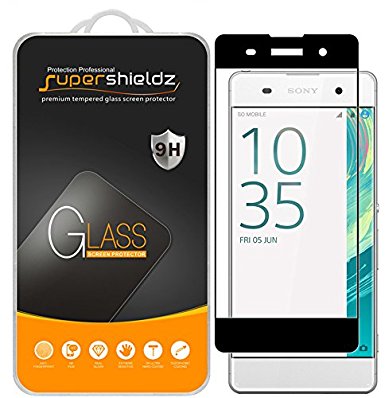 [2-Pack] Supershieldz for Sony "Xperia XA" Tempered Glass Screen Protector, [Full Screen Coverage] Anti-Scratch, Bubble Free, Lifetime Replacement Warranty (Black)