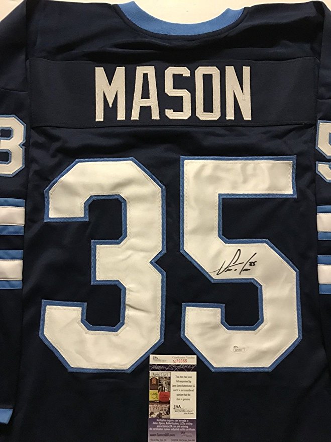 Autographed/Signed Steve Mason Winnipeg Jets Blue Hockey Jersey JSA COA