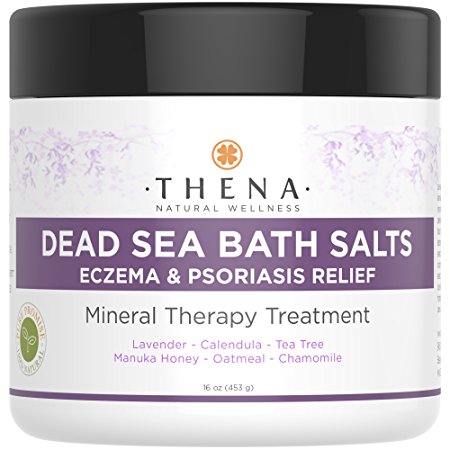 Soothing Bath Soaking Therapy With 100% Pure Dead Sea Bath Salts, Best Treatment For Eczema & Psoriasis Itch Relief, Natural Moisturizer For Dry Skin Rashes Dermatitis, Manuka Honey Colloidal Oatmeal