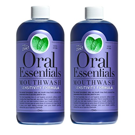 Oral Essentials Sensitive Teeth Mouthwash (Pack of 2) 16 Oz: Non-Toxic, No Harsh Chemicals, Dentist Formulated, and remineralizes sensitive teeth and roots Less Sensitivity in Two Weeks or Less