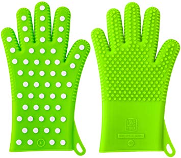Finally! Heavy-Duty Women's Silicone Oven Mitts by Love This Kitchen | 2 Sizes Available in 9 Colors | Heat Resistant Gloves For Her Cooking, Baking & Barbecue Needs (1 Pair, XS/S, Lime Green)