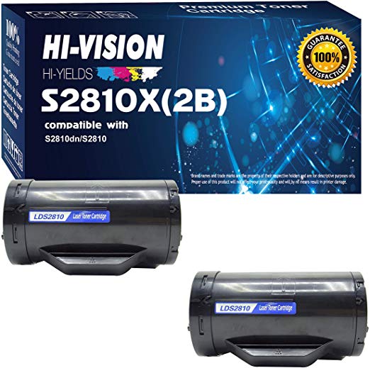 HI-Vision 2 Pack Compatible DELL S2810X High Yield (6,000 Pages, 593-BBMF) Black Toner Cartridge Replacement for H815dw / S2810dn / S2815dn Printers