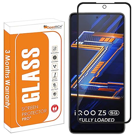 OpenTech ® Tempered Glass Screen Protector Compatible with iQOO Z5 5G with Edge to Edge Coverage and Easy Installation kit