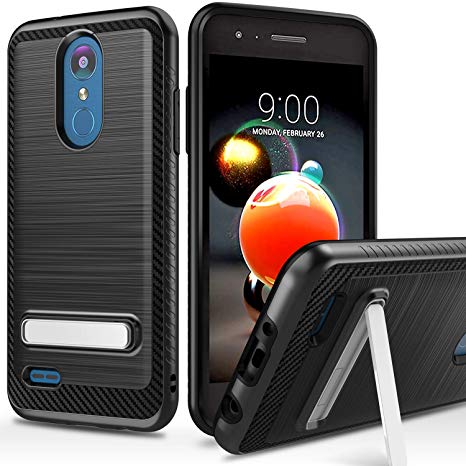 LG Rebel 4 LTE Phone case, Aristo 3/ Phoenix 4/ Aristo 2/ Aristo 2 Plus/Tribute Dynasty/Fortune 2/ K8 2018/ Zone 4 Case, Androgate Shock-Absorption Protective Cover Bumper Case with Kickstand, Black