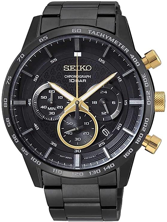 SEIKO Quartz 50th Anniversary Special Edition Chronograph Black IP Watch SSB363P1