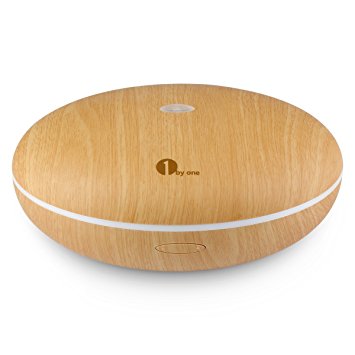 1byone 350ml Aromatherapy Essential Oil Diffuser, Ultrasonic Cool Mist Aroma Humidifier with 7 Color LED Lights and Waterless Auto Shut-off - Wood Grain