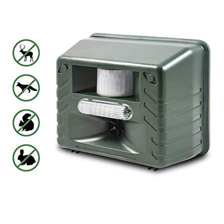 Ultrasonic Animal Repeller, Aspectek Outdoor Animal Repellent Motion Activated with Strobe LED Light for Rodents, Deer, Cats, Dogs, Foxes, Mice, Birds, Skunks, Etc.