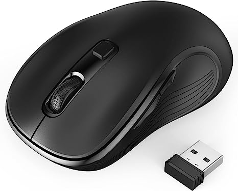 TedGem Wireless Mouse for Laptop, 2.4GHz Portable Computer Mouse with 6 Buttons, 3 Adjustable DPI, Auto Sleep Mode, Ergonomic Cordless Mice with Long Battery Life for Computer PC Windows Mac Black