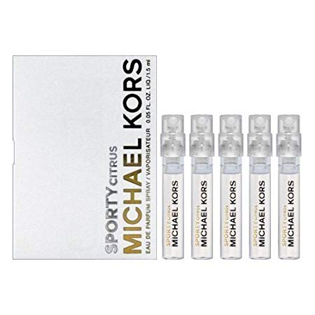 5 Michael Kors Sporty Citrus Eau De Parfum Fragrance Spray Sample Travel Vial .05 Oz/1.5 mL each --&gt; .25oz