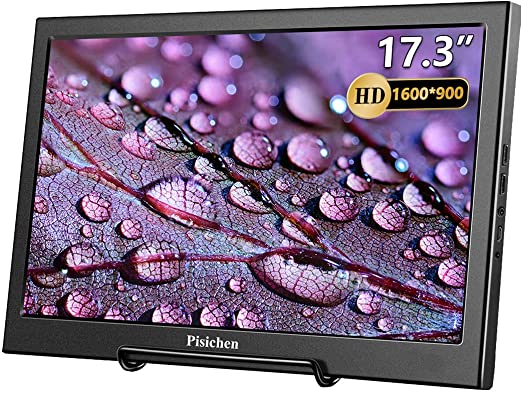 Pisichen 17.3 inch Gaming Monitor, Full HD 1600x900 Portable PC Monitor with USB HDMI Input, Compatible with Laptop,PC,PS4, PS3, Xbox Ones,Raspberry Pi